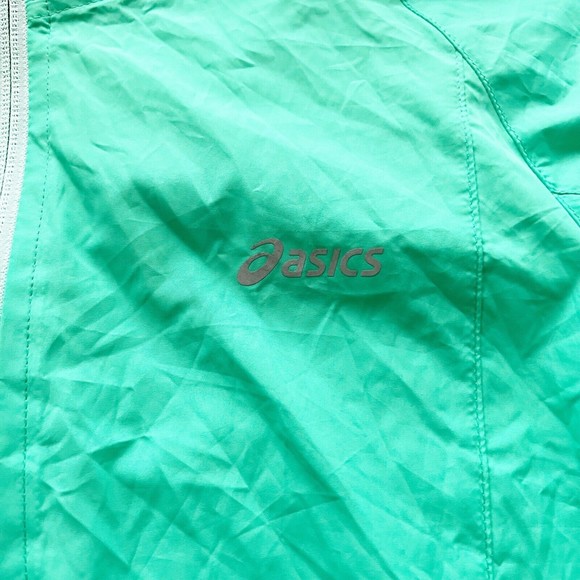 Asics Womens Full Zip Hooded Running Rain Jacket Windbreaker Teal Mint Green, Sm - Picture 3 of 13